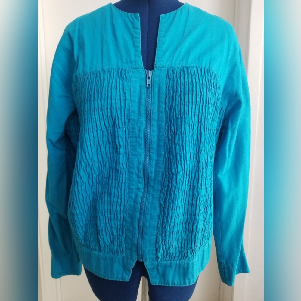 BIS Gene Ewing Vintage 80s Teal Ruched Jacket